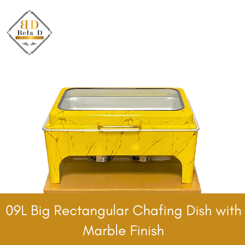 9L Rectangular Chafing Dish – Custom Marble Finish Available | Premium Buffet Food Warmer