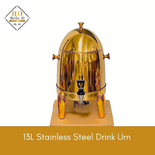 13L Stainless Steel Drink Urn – Gold/Silver Finish for Coffee, Tea & Hot Water