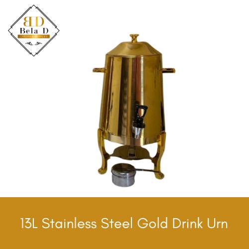 13L Stainless Steel Drink Urn – Gold/Silver Finish for Coffee, Tea & Hot Water