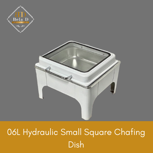 6L Hydraulic Trendy Glass Chafing Dish – Square | Compact & Elegant Food Warmer