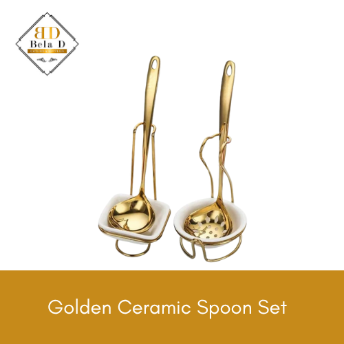 Golden Ceramic Spoon Set – Elegant & Functional Dining Essentials