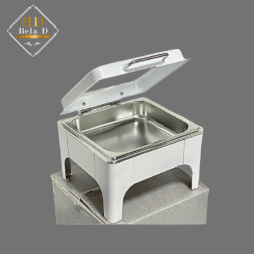 6L Hydraulic Trendy Glass Chafing Dish – Square | Compact & Elegant Food Warmer