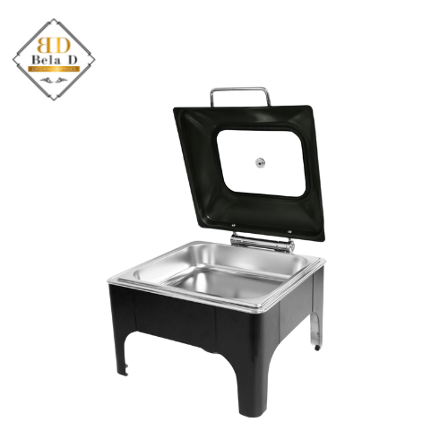 6L Hydraulic Trendy Glass Chafing Dish – Square | Compact & Elegant Food Warmer